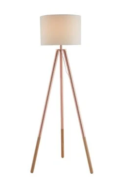 SalesFever Stehleuchte Dreibeiniges Stativ | Textil-Lampenschirm | Gestell Eichenholz | B 65 X T 65 X H 154 Cm | Kupfer -SalesFever 0042046a c0e5 474c 9c22 c4bd2b3a2545