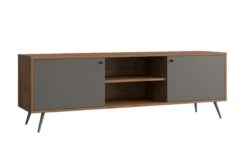 SalesFever TV-Lowboard Mit 2 Offenen Fächern Und 2 Türen | MDF | Füße Metall | B 176 X T 39,6 X H 57 Cm | Grau-walnuss -SalesFever 009a7ed1 ac79 4ecb b547 ded670649d92