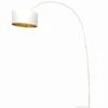 SalesFever Bogenlampe | 1-flammig | Lampenschirm Stoff | Gestell Metall | B 135 X T 38 X H 201 Cm | Weiß-Goldfarben