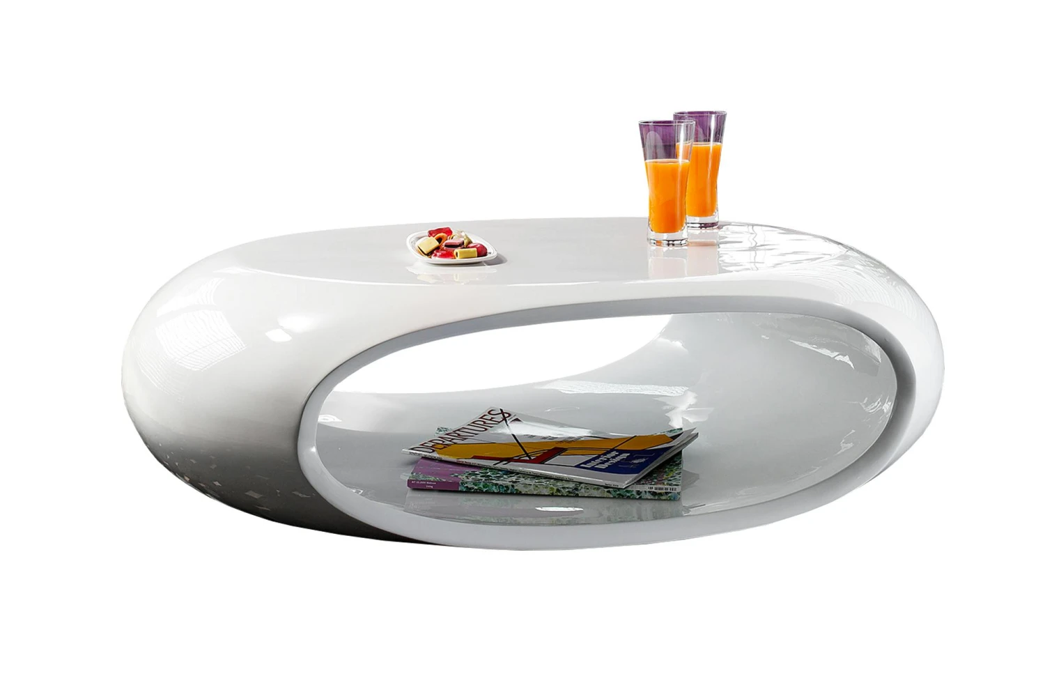 SalesFever Couchtisch Oval | Hochglanz Lackiert | Fiberglas | B 100 X T 70 X H 32 Cm | Weiß 8 SalesFever Couchtisch Oval | Hochglanz Lackiert | Fiberglas | B 100 X T 70 X H 32 Cm | Weiß – Bild 6