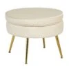 SalesFever Sitzpouf | Rund | Bezug Samt-Stoff Beige | Gestell Metall Goldfarben | B 52 X T 52 X H 41 Cm -SalesFever 03f36a0d 57ed 42f4 a17c a3d04205c852