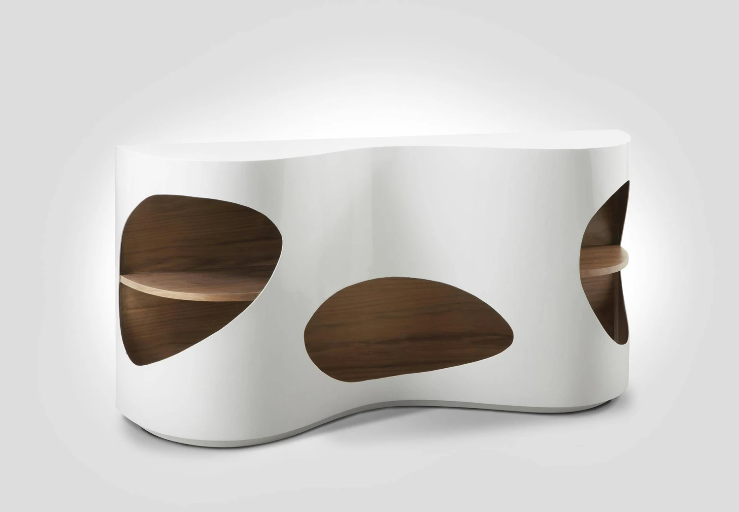 SalesFever Sideboard | MDF-Holz | B 150 X T 40 X H 75 Cm | Weiß Hochglanz – Walnuss Matt 8 SalesFever Sideboard | MDF-Holz | B 150 X T 40 X H 75 Cm | Weiß Hochglanz – Walnuss Matt – Bild 6