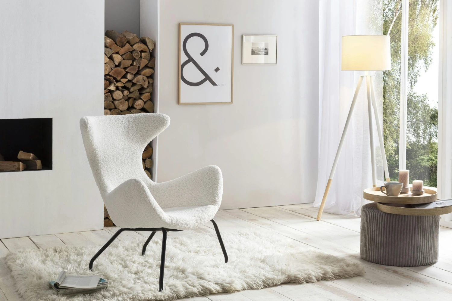 SalesFever Relaxsessel | Bezug Teddyfell | Gestell Metall Schwarz | B 77 X T 62 X H 95 Cm | Weiß 8 SalesFever Relaxsessel | Bezug Teddyfell | Gestell Metall Schwarz | B 77 X T 62 X H 95 Cm | Weiß – Bild 6