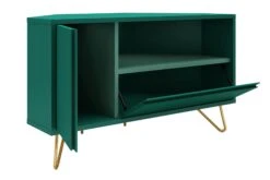 SalesFever Eck TV-Lowboard Aus MDF | Mit Tür, Klappfach Und Offenem Fach | Beine Metall Mit Messinglegierung | B 100 X T 50 X H 58 Cm | Grün -SalesFever 061b6988 1b9d 4ba1 bd43 184a42e5f564