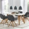 SalesFever Essgruppe 5-tlg. | 180 X 90 Cm | Tischplatte Weiß + Gestell Eiche | 4x Stuhl Textil Grau + Beine Eiche -SalesFever 0b7294de 8335 461c 8e39 b44bdc2eb4be