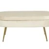 SalesFever Sitzpouf | Oval | Bezug Samt-Stoff Beige | Gestell Metall Goldfarben | B 99 X T 44 X H 40 Cm