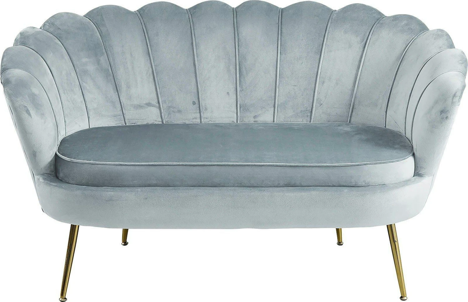 SalesFever Muschel-Sofa | Bezug Samt-Stoff | Gestell Metall Goldfarben | B 136 X T 76 X H 78 Cm | Blau 6 SalesFever Muschel-Sofa | Bezug Samt-Stoff | Gestell Metall Goldfarben | B 136 X T 76 X H 78 Cm | Blau – Bild 4
