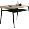 SalesFever Esstisch 140 X 90 Cm | Mit Ablagefläche | Tischplatte 18 Mm MDF Natur | Beine Metall Schwarz | B 140 X T 90 X H 76 Cm