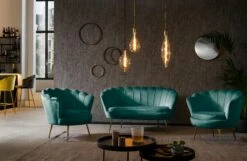 SalesFever Muschel-Sessel | Bezug Samt-Stoff | Gestell Metall Goldfarben | B 76 X T 76 X H 78 Cm | Grün -SalesFever 0eb263e0 9fec 4c25 870b 52f19094ba72