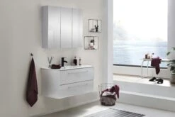 SalesFever Badezimmer Set 90 Cm | 2-tlg. Hochglanz | Inkl. Waschtisch Mit Mineralgussbecken | B 271 X T 46,5 X H 75 Cm | Weiß -SalesFever 0f515ba0 3e21 45e2 8407 9b3bde58fe8d