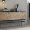 SalesFever Sideboard | 2 Türen, 3 Schubladen | MDF Eiche Echtholzfurnier | Gestell Metall | B 160 X T 40 X H 85 Cm | Schwarz-eiche -SalesFever 1308ca1d 7b90 4246 a470 a707ba6d7f97