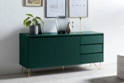 SalesFever Sideboard Aus MDF | 2 Türen Und 3 Schubladen | Beine Metall Mit Messinglegierung | B 150 X T 40 X H 70 Cm | Grün -SalesFever 14005757 a344 4366 871f c6e51355a116