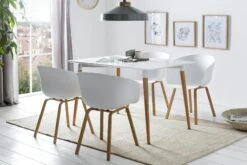 SalesFever Esstisch 120 X 80 Cm | Tischplatte MDF-Holz | Beine Metall Holzoptik | B 120 X T 80 X H 75 Cm | Weiß Matt -SalesFever 16d9d11a 216b 4963 aac2 bfd9017ae878