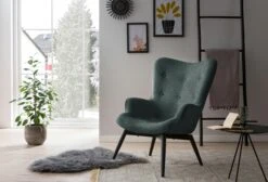 SalesFever Polstersessel Strukturstoff | Gestell Metall Schwarz Pulverbeschichtet | B 80 X T 99 X H 92 Cm | Tannengrün -SalesFever 171de0a9 b200 4323 bdb5 31db6ee5c342