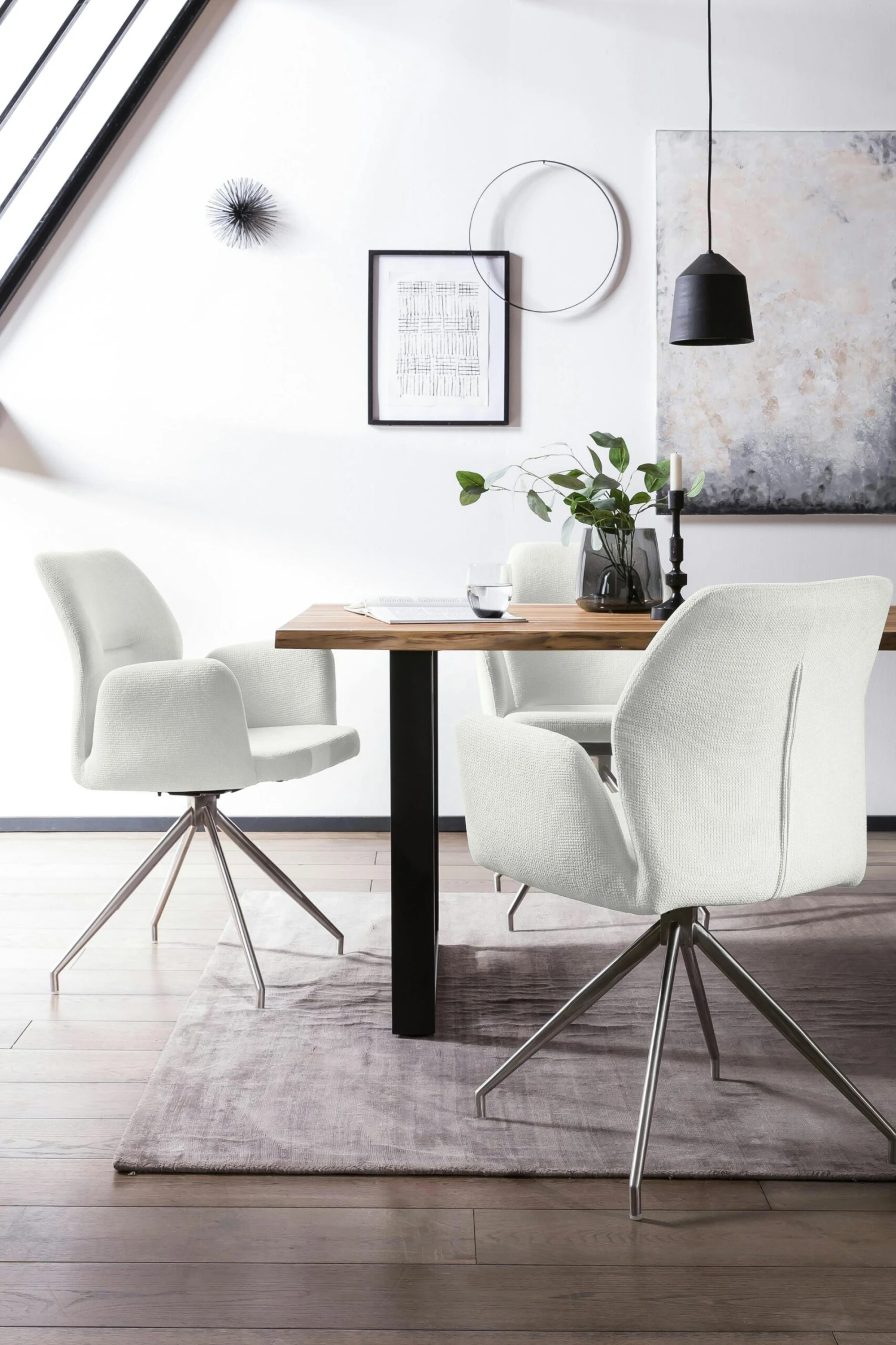 SalesFever Armlehnstuhl | 360° Drehfunktion | Strukturstoff | B 60 X T 62 X H 89 Cm | Creme 8 SalesFever Armlehnstuhl | 360° Drehfunktion | Strukturstoff | B 60 X T 62 X H 89 Cm | Creme – Bild 6