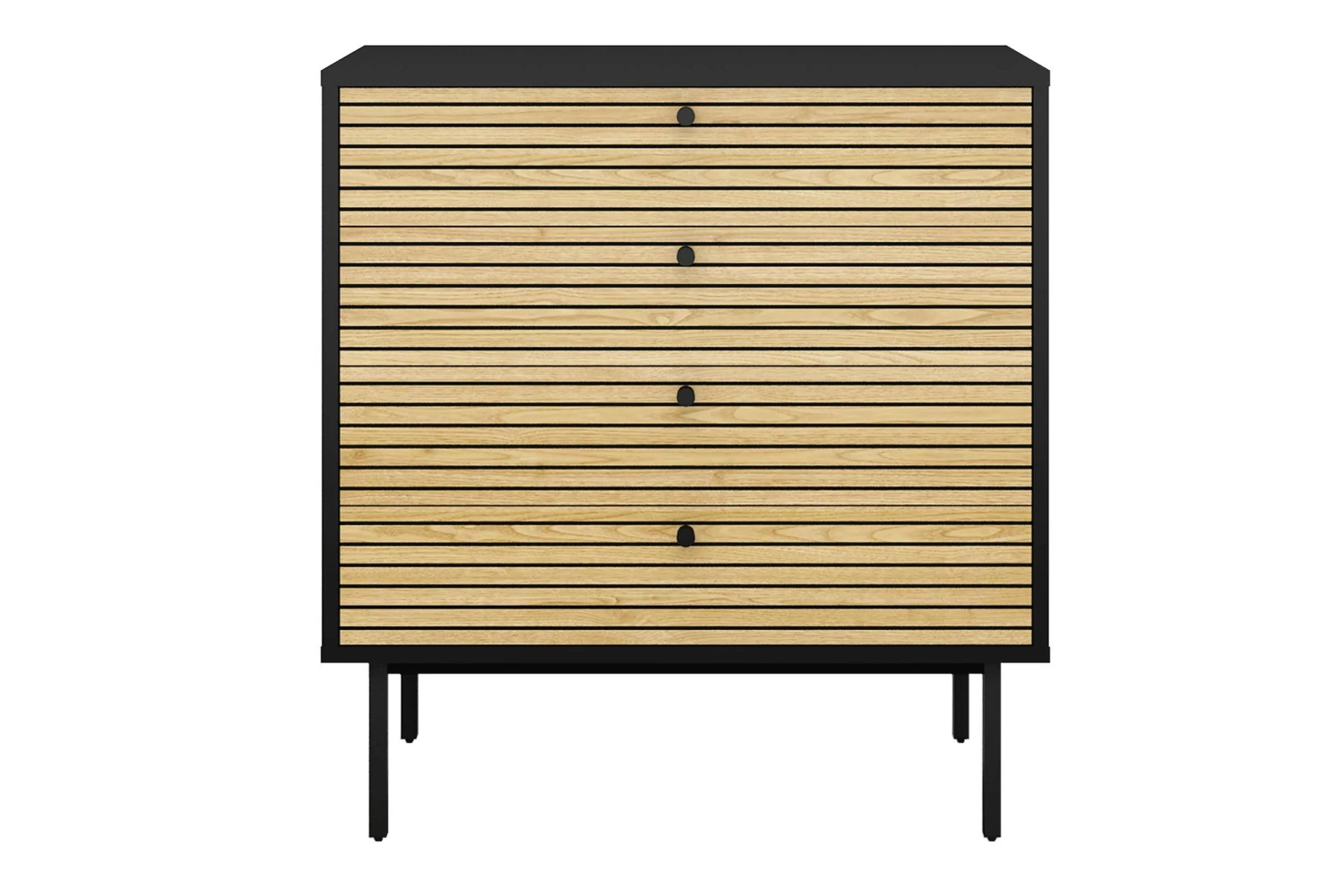 SalesFever Kommode | 4 Schubladen | MDF Eiche Echtholzfurnier | Gestell Metall | B 80 X T 40 X H 85 Cm | Schwarz-eiche 8 SalesFever Kommode | 4 Schubladen | MDF Eiche Echtholzfurnier | Gestell Metall | B 80 X T 40 X H 85 Cm | Schwarz-eiche – Bild 6