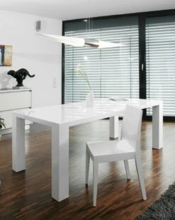 SalesFever Esstisch Ausziehbar | 120-240 X 80 Cm | MDF Weiß Hochglanz Lackiert | B 120 X T 80 X H 76 Cm -SalesFever 19cffa1b 69a1 4eba b07c 26ba9b327c40 5