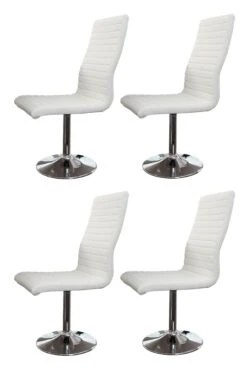 SalesFever Essgruppe 5-tlg. | 180 X 90 Cm | 1x Tisch Hochglanz | 4x Drehstuhl Kunstleder + Gestell Metall | Weiß-chrom -SalesFever 1a9243e0 8e8e 4814 bd1a 0f7cebbadfb5