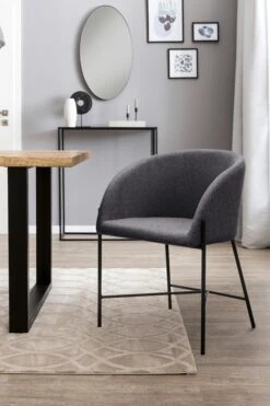 SalesFever Esszimmerstuhl | Bezug Strukturstoff | Gestell Metall Schwarz Matt | B 57 X T 46 X H 77 Cm | Dunkelgrau -SalesFever 1adb7061 f6ee 4c08 b7f4 d187d7ba5528