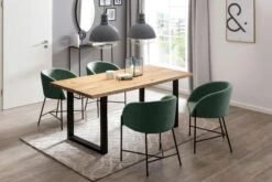 SalesFever Esszimmerstuhl | Bezug Strukturstoff | Gestell Metall Schwarz Matt | B 57 X T 46 X H 77 Cm | Tannengrün -SalesFever 1c95dc04 1349 4ff4 a5b9 0f3461f838f3