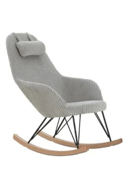 SalesFever Schaukelstuhl Mit Kopfkissen | Bezug Textil | Kufen Eiche-Holz | Gestell Metall Schwarz | B 70 X T 100 X H 99 Cm | Grau -SalesFever 200fe610 80cb 498a aabe 7331d353c1ad