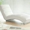 SalesFever Relaxliege | Bezug Kunstleder | Gestell Metall Verchromt | B 60 X T 171 X H 81 Cm | Weiß