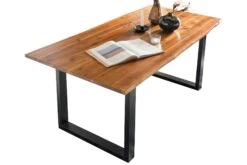 SalesFever Baumkante Esstisch 180 X 90 Cm | Massivholz Akazie | Gestell Metall Schwarz | B 180 X T 90 X H 77 Cm | Cognac -SalesFever 22b62ad9 fe86 48b9 ac5e 100b91ad1183 4