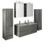 SalesFever Badezimmer Set 120 Cm | 4-tlg. | Inkl. Doppelwaschtisch Mit Becken | B 430 X T 46 X H 130 Cm | Eiche-grau | 395141 -SalesFever 23af086d 0223 4bfe 89a1 53d4133b2688 1
