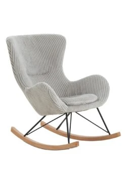 SalesFever Schaukelstuhl Mit Kopfkissen | Bezug Texturstoff | Kufen Esche Massivholz | Gestell Metall | B 66 X T 102 X H 109 Cm | Grau-schwarz-natur -SalesFever 2515d9be 8c4a 4500 a4c1 266ab4fafe94