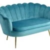 SalesFever Muschel-Sofa | Bezug Samt-Stoff | Gestell Metall Goldfarben | B 136 X T 76 X H 78 Cm | Blau -SalesFever 2965e003 a8d1 477a 862f 3d2e2a060964 3