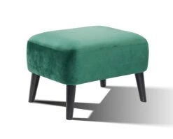 SalesFever Polsterhocker | Stoffbezug In Samt | Beine Hevea Holz Schwarz | Vollpolsterung | B 65 X T 49 X H 45 Cm | Seegrün