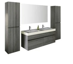 SalesFever Badezimmer Set 120 Cm | 4-tlg. | Inkl. Doppelwaschtisch Mit Becken | B 430 X T 46 X H 130 Cm | Eiche-grau | 395141 -SalesFever 2d2a92d0 48d1 48d6 b4aa 2b6a678d750c 1