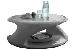 SalesFever Couchtisch Rund | Hochglanz Lackiert | Fiberglas | Integrierte Weißglasplatte | B 100 X T 100 X H 25 Cm | Weiß -SalesFever 306025fb f16e 4391 acb4 715f7afdf03f 1