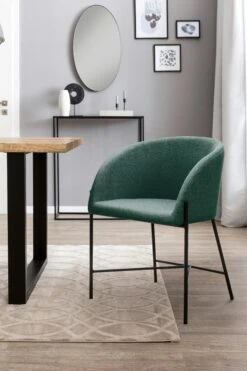 SalesFever Esszimmerstuhl | Bezug Strukturstoff | Gestell Metall Schwarz Matt | B 57 X T 46 X H 77 Cm | Tannengrün -SalesFever 337d73e4 a0a3 42eb bfe7 55c4ff692aec