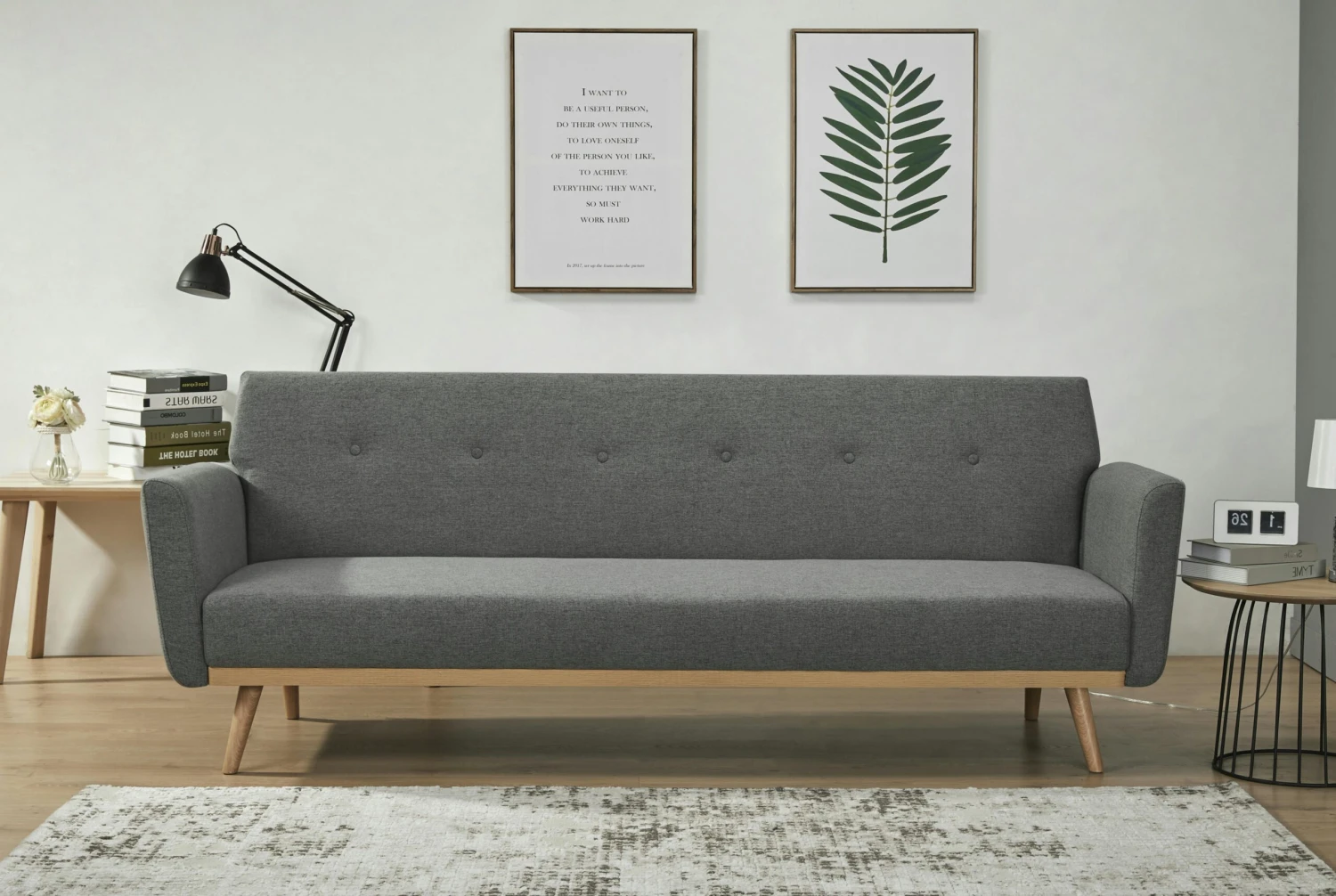 SalesFever Schlafsofa 3-Sitzer | Klappfunktion | Bezug Strukturstoff Fein | Beine Holz | B 212 X T 85 X H 79 Cm | Grau 3 SalesFever Schlafsofa 3-Sitzer | Klappfunktion | Bezug Strukturstoff Fein | Beine Holz | B 212 X T 85 X H 79 Cm | Grau
