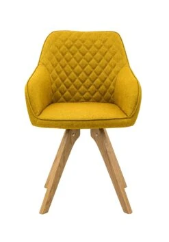 SalesFever Essgruppe 5-tlg. | 160 X 90 Cm | Tischplatte Weiß + Gestell Eiche | 4x Stuhl Textil Gelb + Beine Eiche -SalesFever 3923aeec f98d 48f8 a117 ab7c6dbdfbe3