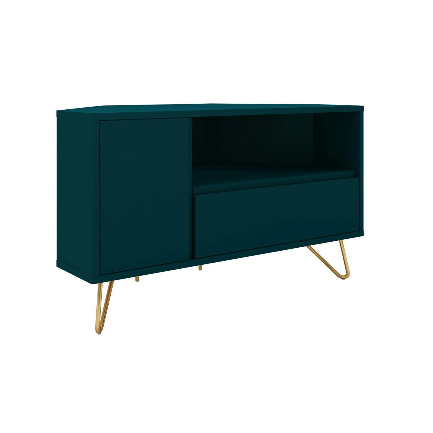 SalesFever Lowboard Aus MDF | 1 Schublade Und 1 Klappfach | Beine Metall Mit Messinglegierung | B 120 X T 40 X H 45 Cm | Grau 7 SalesFever Lowboard Aus MDF | 1 Schublade Und 1 Klappfach | Beine Metall Mit Messinglegierung | B 120 X T 40 X H 45 Cm | Grau – Bild 5