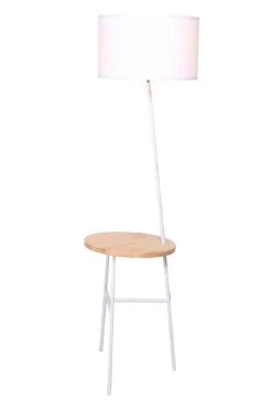 SalesFever Stehleuchte | Mit 3 Holzablagen | Stoff | B 39,5 X T 38 X H 153 Cm | Weiß -SalesFever 3b05d58a ae03 4ae2 b126 9e99aed0b855 3