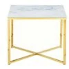 SalesFever Beistelltisch Quadratisch | Glasplatte Foliert In Marmor-Optik | Gestell Metall | B 50 X T 50 X H 42 Cm | Weiß-gold