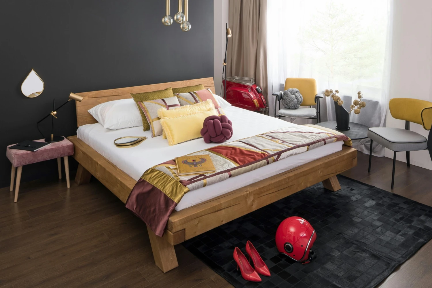 SalesFever Balkenbett 180 X 200 Cm | Fichte-Holz | Massivholz | Schräge Beine | B 198 X T 218 X H 90 Cm | Natur 9 SalesFever Balkenbett 180 X 200 Cm | Fichte-Holz | Massivholz | Schräge Beine | B 198 X T 218 X H 90 Cm | Natur – Bild 7