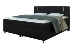 SalesFever Boxspringbett 200 Cm | LED-Beleuchtung | Kunstleder Schwarz | Inkl. Bonellfederkern-Matratze Und Topper | B 200 X T 208 X H 110 Cm -SalesFever 40675eb7 de90 4c46 9b18 b22b394ee12b