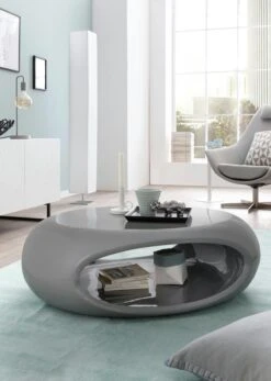 SalesFever Couchtisch Oval | Hochglanz Lackiert | Fiberglas | B 100 X T 70 X H 32 Cm | Grau -SalesFever 40886fb6 74e6 4e97 af53 3c996f292a34