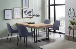 SalesFever Essgruppe 5-tlg. | 180 X 100 Cm | Tischplatte Akazie 100 Mm | Gestell Metall | 4x Stühle Strukturstoff | Dunkelgrau – Schwarz