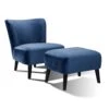 SalesFever Polstersessel Inkl. Sitzhocker | Stoffbezug In Samt | Beine Hevea Holz Schwarz | Vollpolsterung | B 138 X T 126 X H 80 Cm | Blau -SalesFever 43095ac2 78b8 4330 b57f a52444922729 1