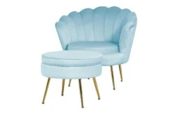 SalesFever Sitzpouf | Rund | Bezug Samt-Stoff Hellgrau | Gestell Metall Goldfarben | B 52 X T 52 X H 41 Cm -SalesFever 43ab0106 6184 48bd a09f 88165fdf955c