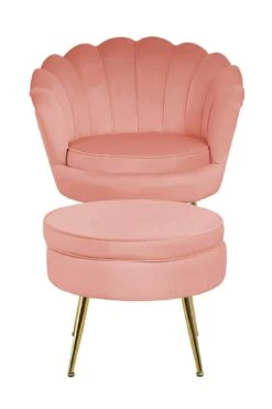 SalesFever Sitzpouf | Rund | Bezug Samt-Stoff Rose | Gestell Metall Goldfarben | B 52 X T 52 X H 41 Cm -SalesFever 4521a0af dae7 42a8 9814 e746ca552376