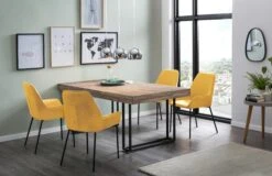 SalesFever Essgruppe 5-tlg. | 180 X 100 Cm | Tischplatte Akazie 100 Mm | Gestell Metall | 4x Stühle Strukturstoff | Dusty Pink – Schwarz -SalesFever 45840b7e ef28 4f36 9c29 4595cb16c7a8 1