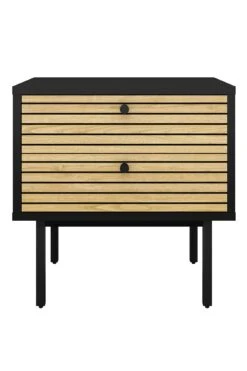 SalesFever Nacht-Kommode | 2 Schubladen | MDF Eiche Echtholzfurnier | Gestell Metall | B 50 X T 40 X H 50 Cm | Schwarz-eiche -SalesFever 46817010 729f 4b3f 8493 ca963c2e0467