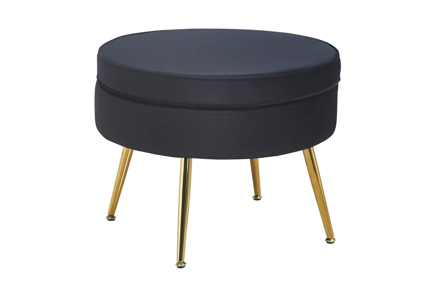 SalesFever Sitzpouf | Rund | Bezug Samt-Stoff Schwarz | Gestell Metall Goldfarben | B 52 X T 52 X H 41 Cm 3 SalesFever Sitzpouf | Rund | Bezug Samt-Stoff Schwarz | Gestell Metall Goldfarben | B 52 X T 52 X H 41 Cm