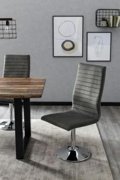 SalesFever Essgruppe 5-tlg. | 1x Tisch Rund 100 Cm Glasplatte + Beine Chrom | 4x Drehstuhl Samt-Optik Grau + Fuß Verchromtes Metall 12 SalesFever Essgruppe 5-tlg. | 1x Tisch Rund 100 Cm Glasplatte + Beine Chrom | 4x Drehstuhl Samt-Optik Grau + Fuß Verchromtes Metall -SalesFever 47c50dde d87a 44f3 9677 55515cfc9cd2